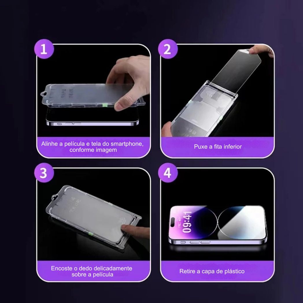 Película Vidro Privacidade Resistente com Aplicador Iphone