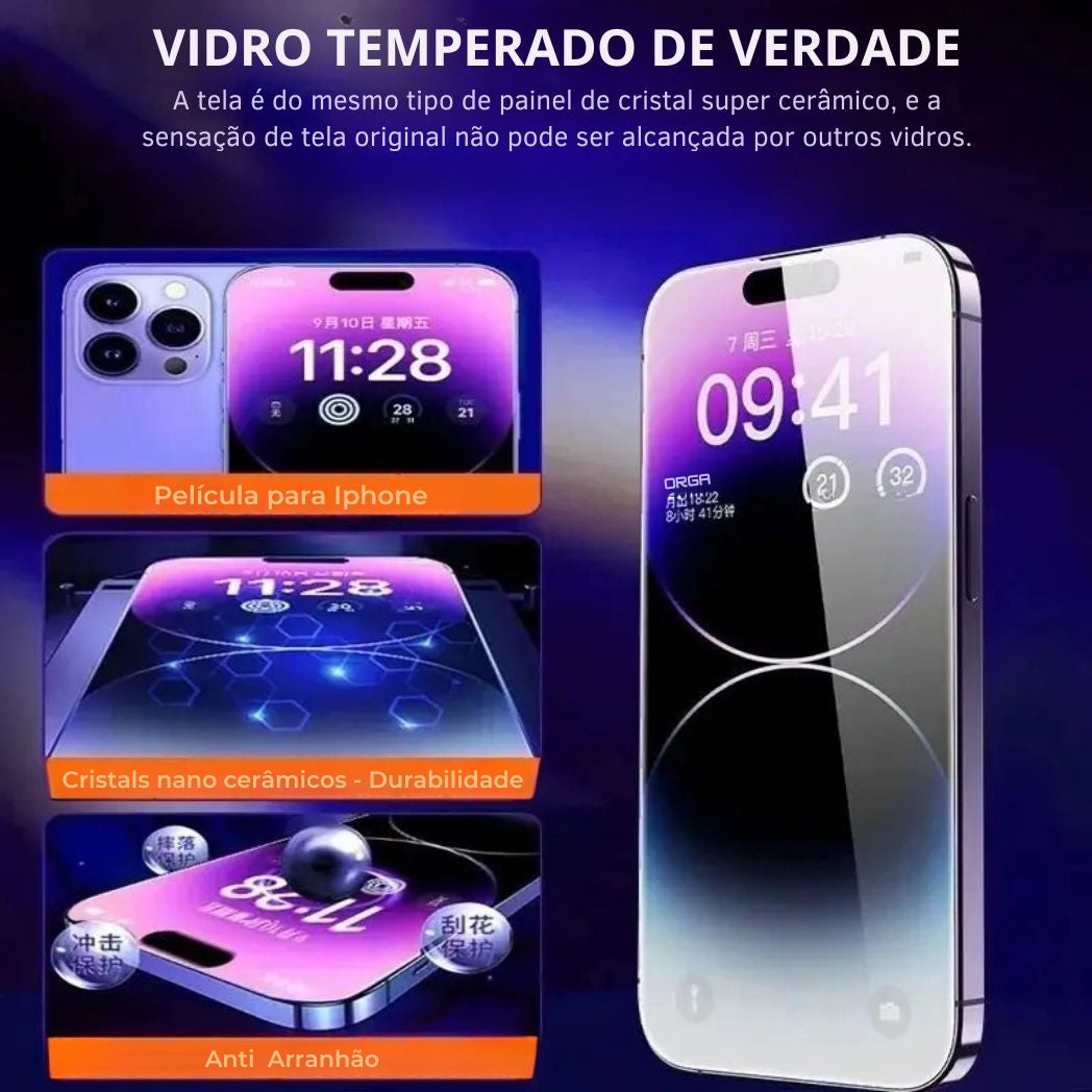 Película Vidro Privacidade Resistente com Aplicador Iphone