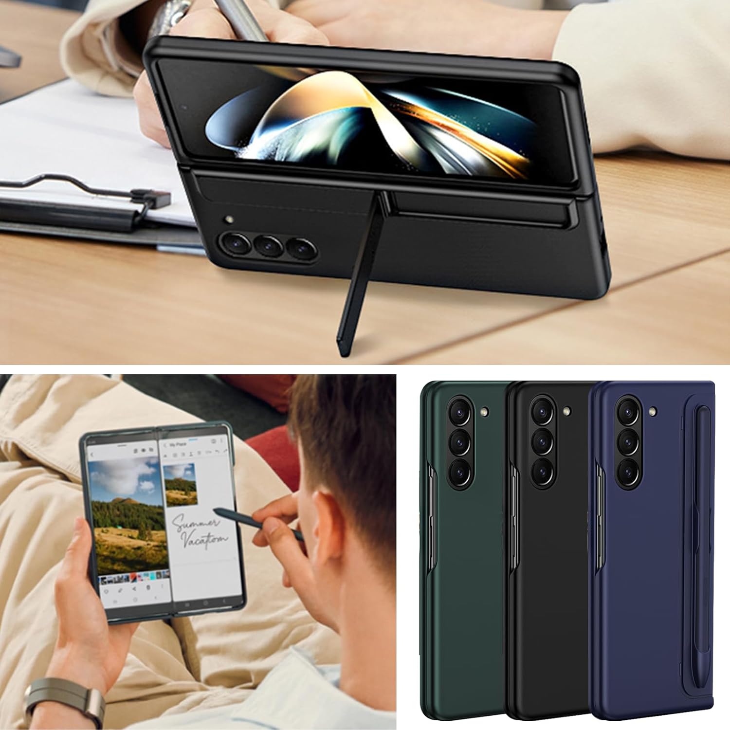Capa Protetora para Samsung Zfold 7 com Spen e Suporte Mesa