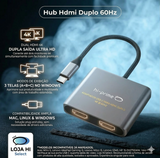Adaptador Usb C Para Hdmi - Dois Monitores - 4k - Duplo 60hz