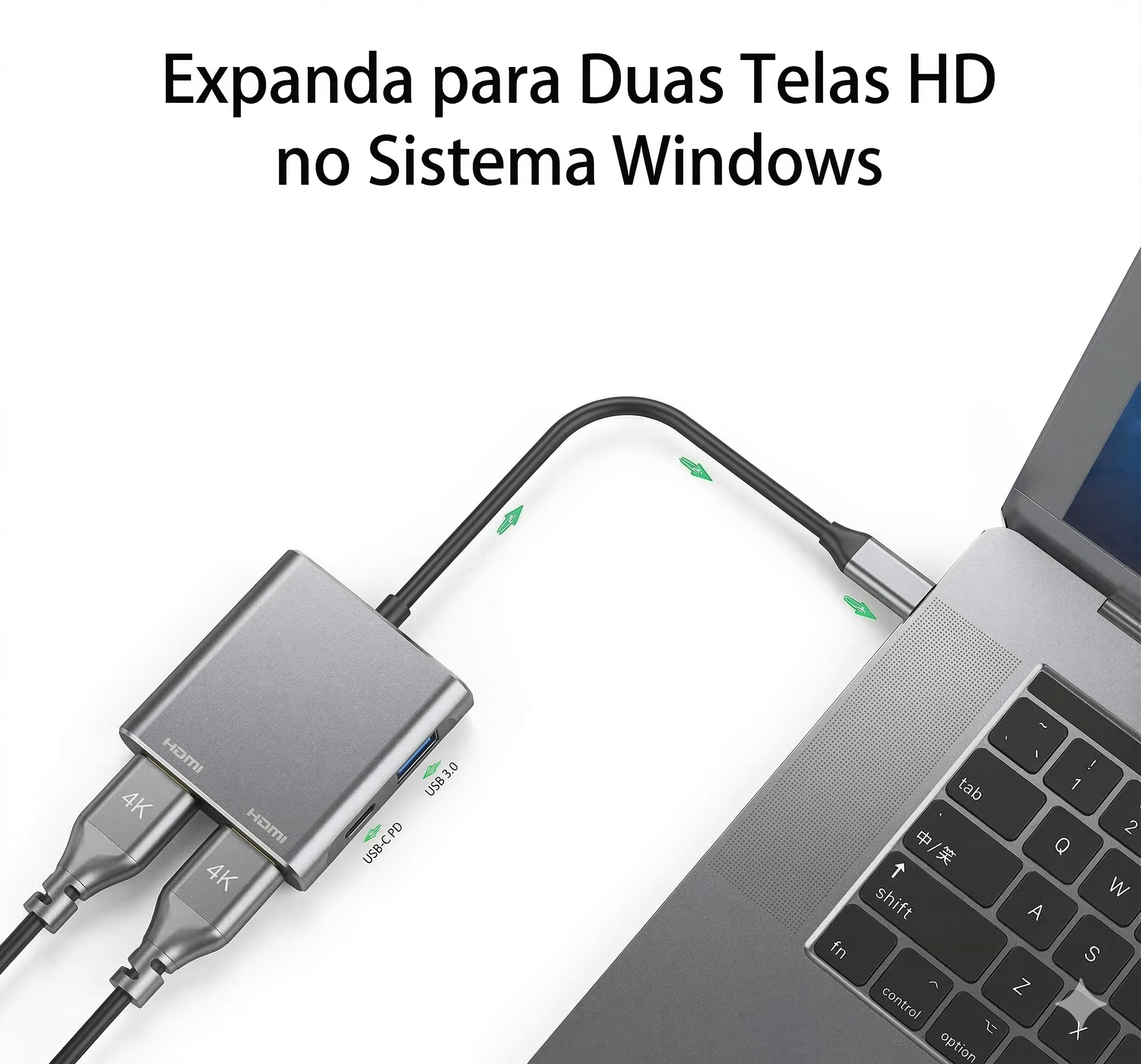 Adaptador Usb C Para Hdmi - Dois Monitores - 4k - Duplo 60hz